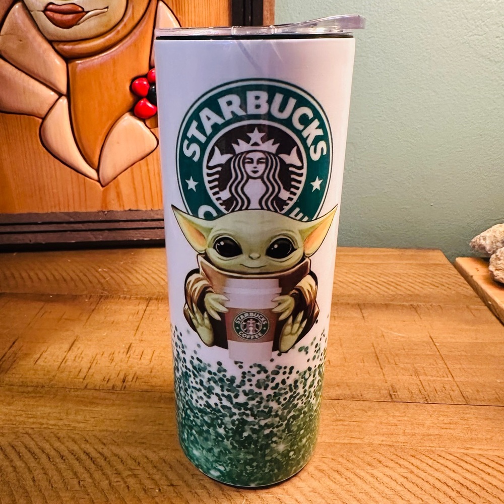 Starbucks Green and White Grogu Tumbler